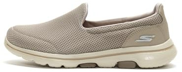 Skechers Women's GO Walk 5 Slip On Trainers, Taupe Textile Trim, 7.5 UK Wide