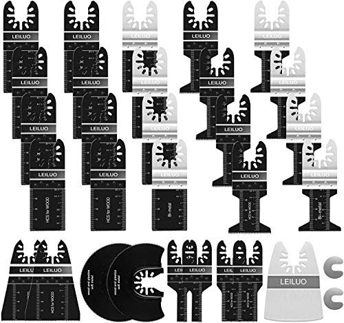 LEILUO 31 Pcs Multi Tool Accessory Kits for Wood Nails Drywall Universal Oscillating Multi Tool Attachments with Storage Bag Compatible with DeWalt Makita Einhell Dremel and More