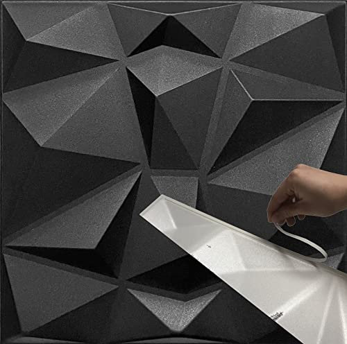 10qm / 3D Wandpaneele !!!Selbstklebend!!! Wandverkleidung Deckenpaneele Platten Paneele DIAMANT BLACK POLYSTYROL MATERIAL (10qm = 40Stück)
