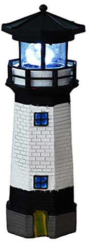 BSTCAR Harz Solar Rotierender Leuchtturm LED-Licht Außendekoration Ornament Gartenlicht Landschaftslicht Schwarzer Leuchtturm