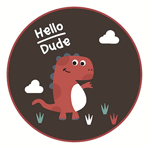 SWECOMZE Teppich Rund Kinderteppich Kinderzimmer Spielteppich Modern Weich Karikatur Dinosaurier Babymatte rutschfest Spielmatte (D,120cm)