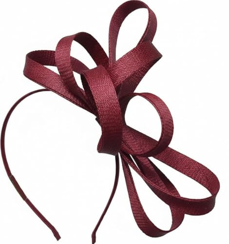 Caprilite Vegan Sinamay Fascinator Fascia da cerchietto per matrimonio da donna Ascot Races, Borgogna, Taglia unica