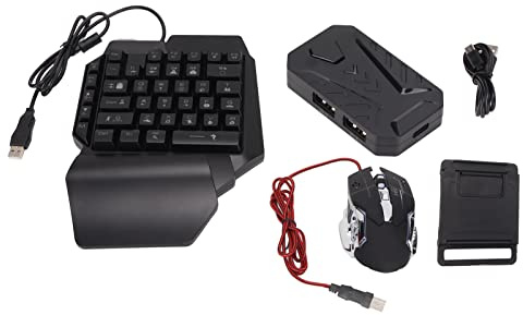 Adaptador Convertidor de Teclado Y Ratón, Combo de Teclado Y Ratón para Juegos con una Mano, 35 Teclas con Cable Mecánico RGB LED Retroiluminado Medio Teclado, Adaptador Convertidor(Mix lite+F6+G2)