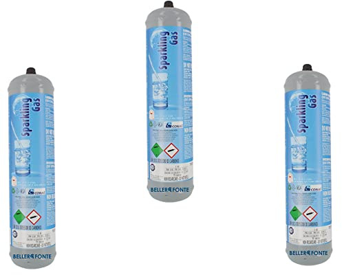 Bellerofonte Co2 Einweg Zylinder Flasche 600 gr E290 Kohlesäure Anschluss 11x1 M für Wassersprudler, Kühlaggregate und Trinkwasserspender, 3 Stücke