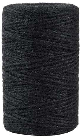 328 Feet 2mm Thick Black Natural Jute Twine, Garden Twine Heavy Duty Industrial Packing Materials String Wrapping, Arts, and Crafts, Halloween Wrapping, Gardening Applications