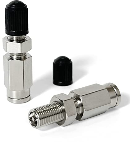 KEIYSHOLCK Aufblasbares Schrader-Ventil mit Push to Connect für 6,35 mm OD Luftleitungsschläuche und Luftfederaufhängung für Sattelzug-Anhänger, Traktor – 2 Stück