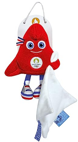 Doudou et Compagnie - Maskottchen Offizielle Lizenz der Olympischen Spiele in Paris 2024 – Plüschtier mit Kuscheltier – für Baby ab Geburt – 22 cm – Rot – JO2421