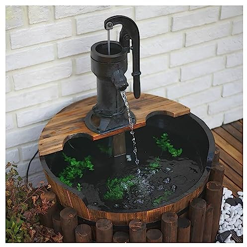 Fontaine En Cascade Puit Décoration De Jardin/Cour Avec Pompe,Fontaine De Jardin Forme De Tonneau Bois,Fontaine Décorative En Cascade,Ecoulement D’Eau Bois De Sapin De Style Rustique ( Size : 75cm/29.