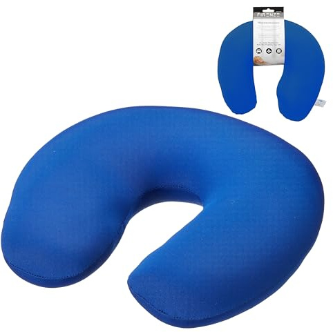 Cepewa Coussin de Nuque en Polyester et Élasthanne avec Garnissage en Microbilles 28 x 25 x 10 cm Bleu | Coussin Cervical pour Se Détendre en Voyage