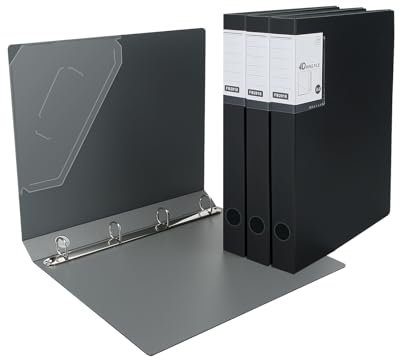 URbantin Ringbuch A4,Ringordner mit Taschen,4 Ringe,35 mm Rückenbreite,Ringbuchordner,Schwarz (4 Stück)