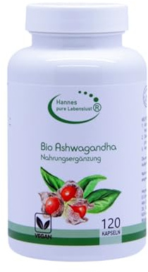 Hannes Pure Lebenslust Ashwagandha 120 Kapseln, 1 Monat Vorrat, Frei von künstlichen Zusätzen