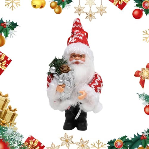 CutitiUU 19 CM Figurine de Père Noël,Figurine Traditionnelle de Luxe Père Noël Debout,Debout de Père Noël Rouge Traditionnelle Décoration de Noël Poupée,Figurine Festive en Peluche (A)