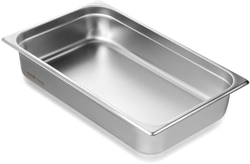 VEVOR Bac Gastronorme GN 1/1 13,9 L, Récipient Inox pour Bain-marie 0,8 mm d'Épaisseur, Bac Inox Alimentaire 10,7 cm Profondeur, pour Fours à Convection, Réfrigérateurs, Stockage, Restauration