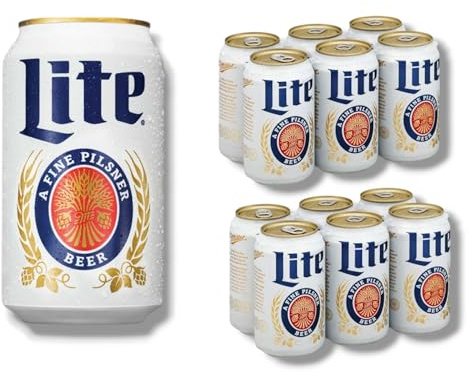 Miller Lite 12 x355ml- Kalorienreduziertes Leichtbier als amerikanisches Pils mit 4,2% Vol.- Inkl. Haus der Biere Berlin Bierdeckel