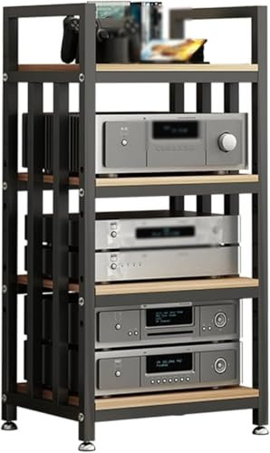 Yoeoefuo Druckerregal HiFi-Rack AV-Rack Audio-Möbel 4-stufige Multimedia-Rack Spielekonsole Regal Standregal Phonoschrank Mit Verstellbaren Ablagen HiFi Möbel Regal Wohnzimmerregal