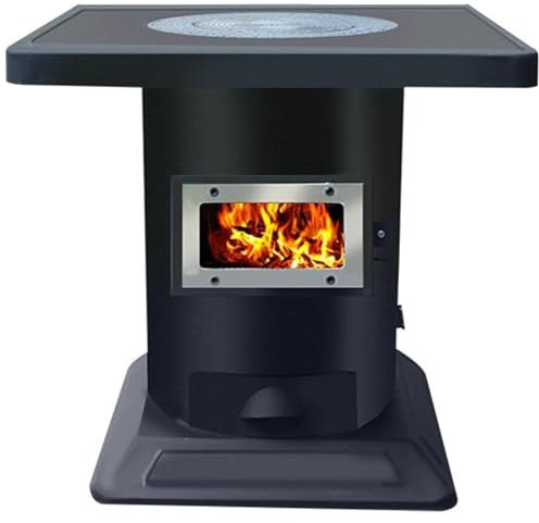 Poêle À Bois avec Four, Multifonctionnel Poêle À Bois Poele A Bois en Iron avec Fenêtre de Vue, Cuisinière À Bois pour Cuisine en Plein Air, Pique-niques