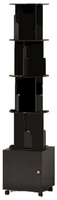 QAUUCP Lagerregal Drehbares Bücherregal Bücherregal 360-Grad-Display Bücherregal Bodenstehendes Bücherregal Lagerregal Turm Wohnzimmer Buch Zuhause Drehbares Bücherregal(Black)