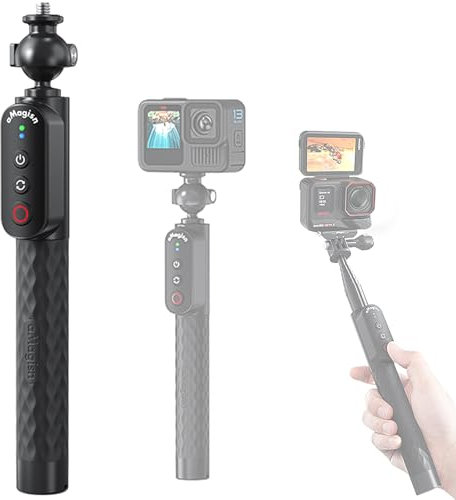 Honbobo Selfie Stick per GoPro Hero13 Black, Insta360 Ace Pro, Insta360 X4, Telecomando Selfie Stick per GoPro/Insta360/Android/iOS Phone, 1M/5.1 Bluetooth/10M Impermeabile/96h (Ball -1/4 Interface)