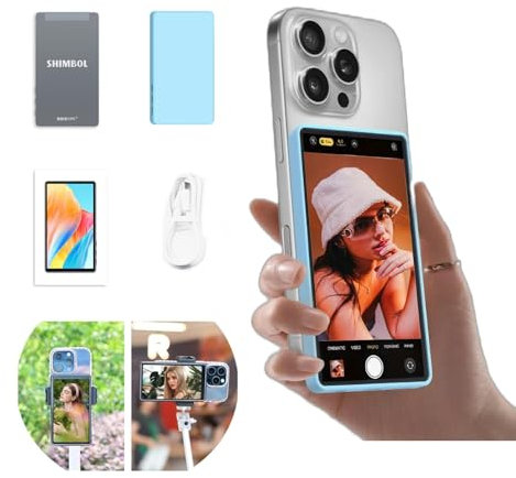 Shimbol CP5 Lite Vlog-Selfie-Monitor-Bildschirm, 5-Zoll-1080P-Rückspiegel der Kamera, 50-m-Reichweite, EIN-klick-Verbindung für iPhone-Selfies, Vlogs (KEIN Touchscreen)