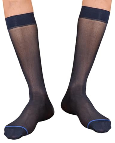 pumpumlia Sheer Business Chaussettes mi-mollet pour homme confortables en nylon polyvalent transparent pour costume formel