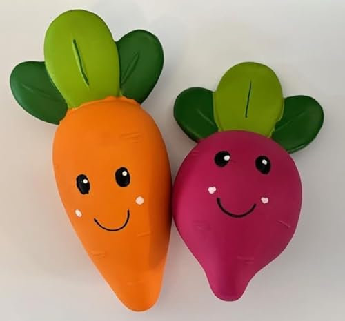 Surrey Feed Quietschendes Gemüse (Karotte & Rote Beete) Hundespielzeug (2 Stück)