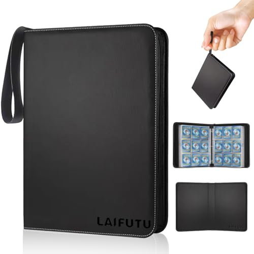 LaifuTu Álbum de 900 tarjetas coleccionables, capacidad para 9 compartimentos, 50 páginas, carpeta de carga superior, resistente al agua, tarjetas de poliuretano, álbum de recortes, tarjetas para