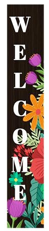 Willkommensschild mit Frühlingsblumen, für Haustür, Außenbereich, Veranda, stehendes Holz-Türschild, hohes Sommer-Willkommensgartenschild, saisonale Wanddekorationen für den Außenbereich, Terrasse