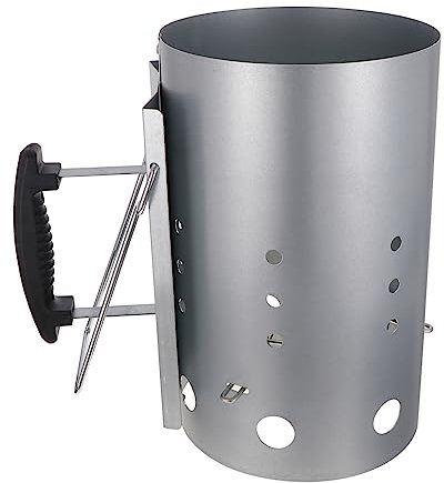 TOYANDONA Accenditore per Carbonella Barbecue Manico in Nylon Termoisolante, Secchio Zincato Antiruggine per Accensione Rapida di Carboni in Giardino e Campeggio
