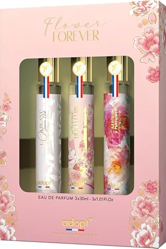 adopt FLOWER FOREVER 3er Set, 3 x 30 ml Eau de Parfums pour femmes | Coffret cadeau de parfum (3x30ml), à offrir, parfums floraux, adopt : parfum pour femme