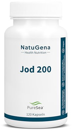 NatuGena Jod 200 μg natürliches und hochwertiges Jod pro Kapsel, nachhaltig geerntetet aus Seetang, 120 Kapseln (120 Tage Packung)