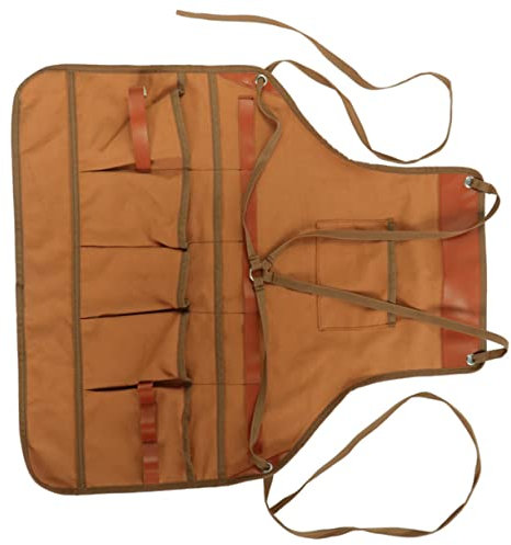 Tofficu Grembiule in Tela Resistente Per Grigliate Campeggio e Barbecue Con Cinghie Incrociate Sulla Schiena e Tasche Per Utensili