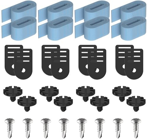 8er Set Pool Aufroller Aufrollvorrichtung Fahrbar Solarfolie, 8 Solarabdeckungsgurte, 8 Schnallenplatten, 8 Kunststoffschrauben und 8 Metallschrauben für Poolaufroller Solarabdeckung Pool Planen
