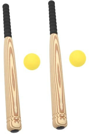 Generisch 2 Sätze Eva Baseballschläger Set für Leicht und Tragbar Indoor und Outdoor Sportspielzeug Holzoptik für Familienaktivitäten und Motorische Fähigkeiten