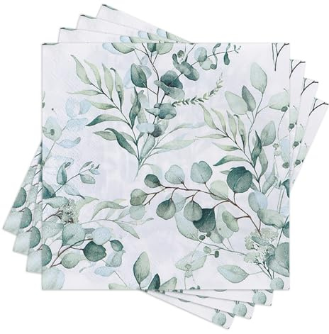 60 Stück Servietten Eukalyptus Grün,Hochzeit Grüne Servietten Salbeigrün Frühling,Tisch Dekorationen,Mintgrün Serviettens Hellgrün Kommunion,Papierserviette Einweg Napkins für Garten Hochzeit Party