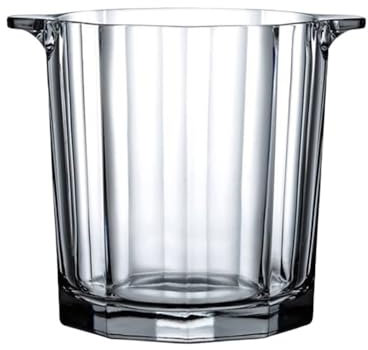 Seau à glace en verre cristal transparent, seau à vin rond for boissons, bouteille de bière, refroidisseur de boissons, bac à champagne for fête, bar, maison, 1,6 L for Wine, Drinks, Bar, Beverage Coo