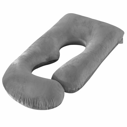 LxsNyvantic Cuscino Maternità G-forma, Cuscino Corpo Per Donne Incinte E Dormitori Laterali,7D Fibra Cava, Sollievo Su Anche E Ginocchia, Federa Amovibile Lavabile Con Cerniera, Colore Antracite