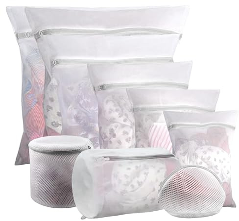 9PCS Mesh Laundry Bags Set with Zipper Cover | Premium Fine Mesh Protector for Delicates, Bras, Sweaters，Shoes | Reusable, Travel & Home Organizer | Includes 9 Sizes
