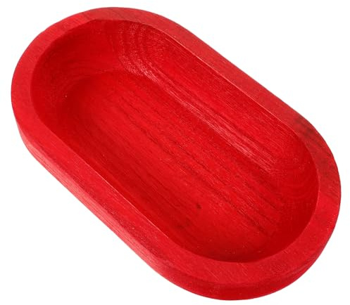 DIYEAH Plateau De Service Ovale En Bois Rouge Plat De Rangement Multifonction Pour Fruits Et Desserts Plateau Alimentaire Ménager Cuisine Et Réception Robuste Et Facile à Nettoyer