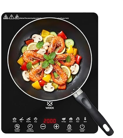 Placa de Inducción Portátil 2000W, Hornillo Inducción con Pantalla Táctil LCD, 8 Niveles de Temperatura y 8 Modos de Cocinado, Bloqueo de Seguridad para Niños, Apagado Automático, Color Negro