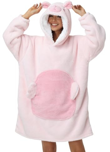 Coperta Indossabile Animale con Cappuccio e Tasca Grande Panda Felpa Plaid con Maniche Oversize Unisex per Divano TV Casa