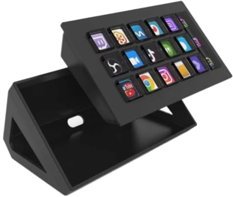 YAJBHnzpt Clavier virtuel Stream Deck à 15 Touches, Bouton LCD Personnalisable, contrôleur de création de Contenu en Direct, Compatible avec Clavier Cadeau (Black)