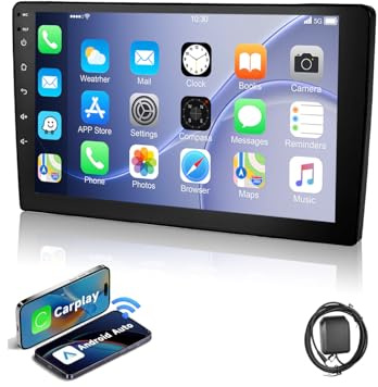 ESSGOO 4+64G 2 Din Autoradio 9 Zoll, Wireless CarPlay Android Auto | 9 Zoll HD Bildschirm, Wireless CarPlay Android Auto, Bluetooth, Sprachsteuerung, Mirror Link, GPS FM RDS SWC