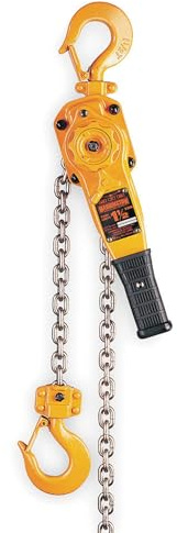 Harrington LB Lever Hoist, Hook Mount, 1-1/2 Ton Capacity, 10' Lift, 13.2 Headroom, 10.4 Lever Length, 1.3 Hook Opening