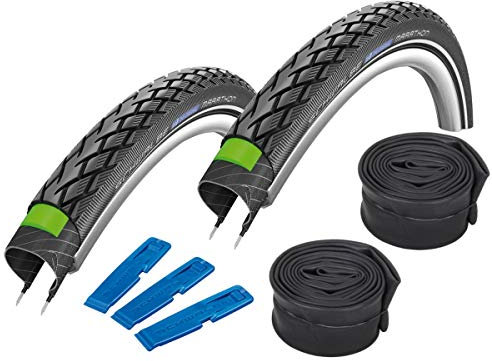Schwalbe Fahrradreifen Set Marathon GreenGuard, 28 Zoll, 2 Stück inkl. 2 Schwalbe DV 17 Schläuche, 40-622