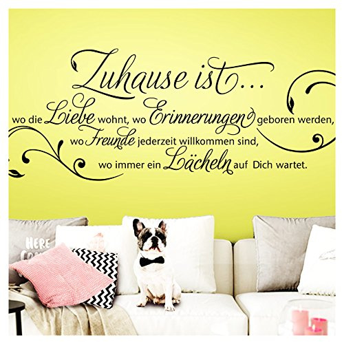 Wandora Wandtattoo Spruch Zuhause ist I schwarz (BxH) 80 x 28 cm I Familie Liebe Wohnzimmer Diele Flur Sticker Aufkleber Wandaufkleber Wandsticker G027