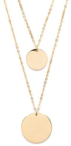 Happiness Boutique Damas Collar a Capas con Círculo Chapado en Oro | Collar de Hilera Doble con 2 Dijes de Disco Redondo