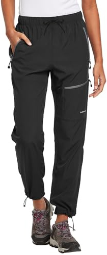 BALEAF Pantaloni Trekking Donna UPF 50+ Asciugatura Rapida Pantaloni Cargo Donna Traspiranti Impermeabile Nero S