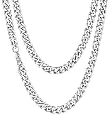Richsteel Cadena Cubana 6mm Cadenas de Acero Inoxidable 46cm Largo Men Necklace Eslabon Cubano Regalo Dia de Los Enamorados