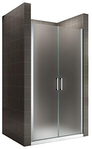 i-flair Duschtür LARA 86x180 cm Verstellbereich von 86-89 cm, Höhe: 180 cm, Duschabtrennung aus 6 mm satiniertem ESG Sicherheitsglas mit Nanobeschichtung und Edelstahlgriffen – NF