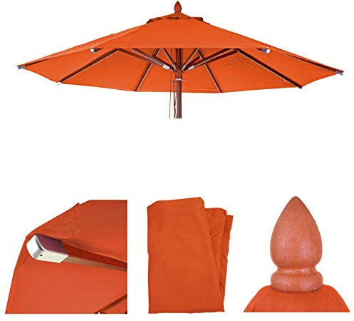 Mendler Ersatz-Bezug für Holz-Sonnenschirm HWC-C57 rund Ø4m - Terracotta | Sonnenschirmbezug, Polyester, Gastronomie, 3kg